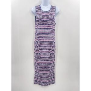 Gap Dress Women's M Ribbed Knit Bodycon Midi Purple Space Dye Trendy